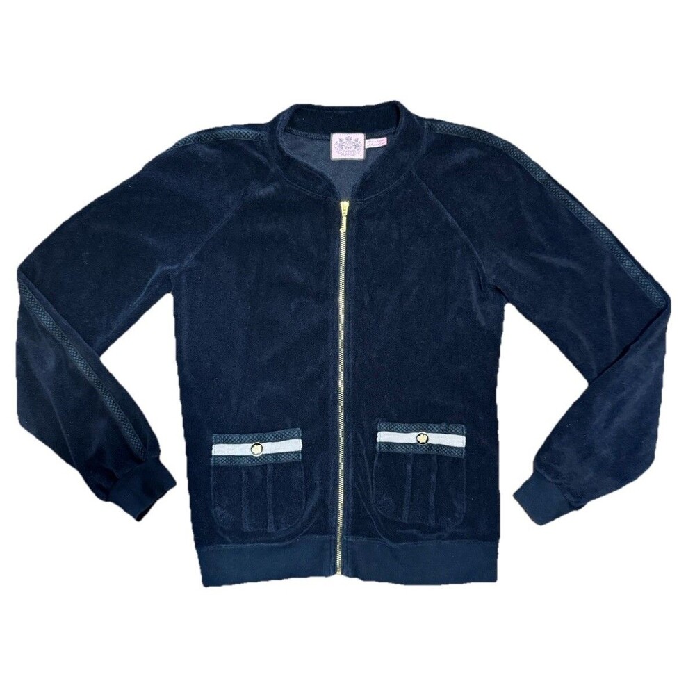 Y2K Juicy Couture Terry Cloth Zip Track Jacket Cardigan Medium Made in USA Paris